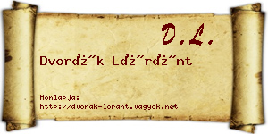 Dvorák Lóránt névjegykártya